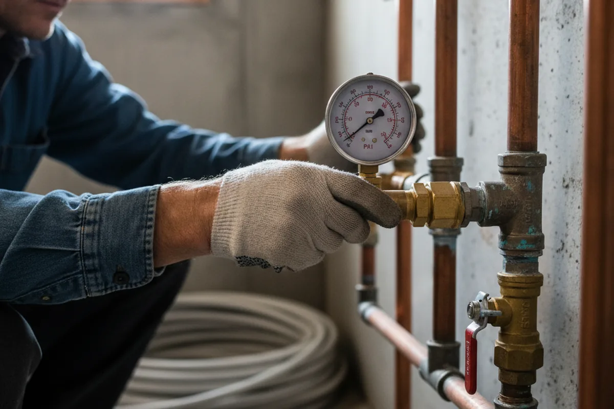 Pressure testing a repaired line during Water Line Repair in Laredo